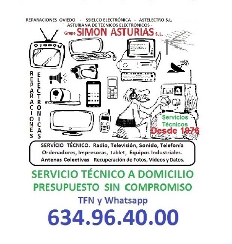 Electrónica Simón Asturias S.l .: Reparaciones  electrónicas  informáticas  televisión  y  antenas  colectivas  en Oviedo Asturias