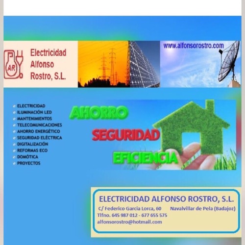Electricidad Alfonso Rostro Sl: Experto en iluminacion interior y exterior , instalaciones electricas en general, energias renovables, autoconsumo y aislada.  en Navalvillar de pela Badajoz