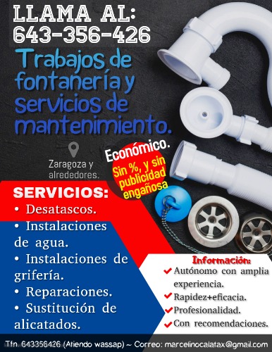 Marcelino: Fontanería y servicios de mantenimiento  en Zaragoza