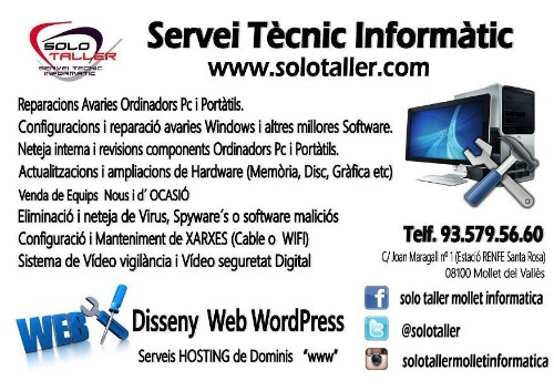Trabajo1 Servicio tecnico informatico  en Mollet Del Valles Barcelona - Solo Taller,sl